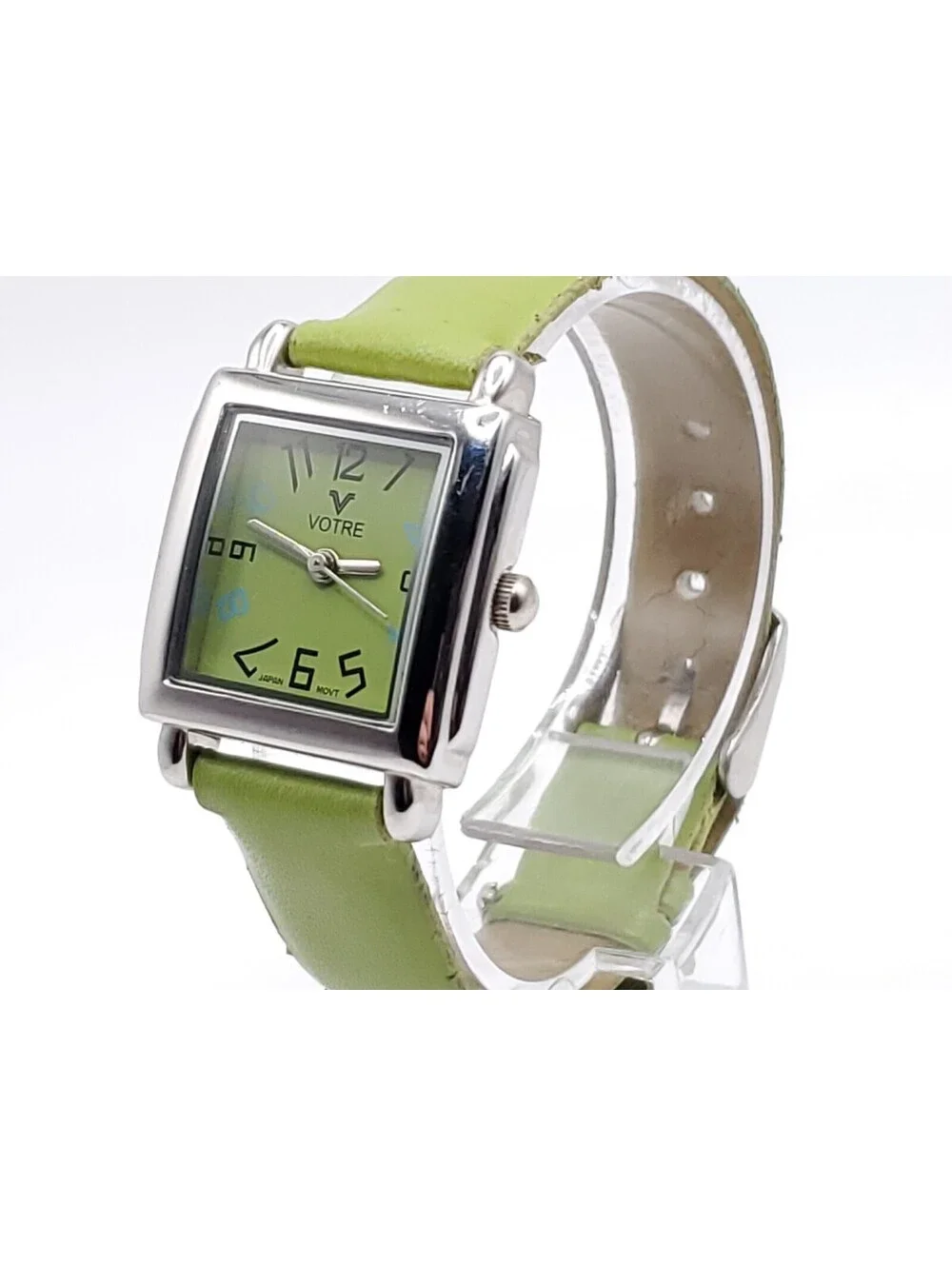 Votre Quartz Watch Women New Battery Green Dial Square 23mm